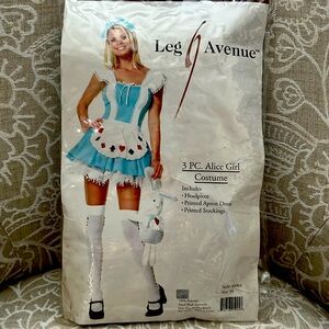 Alice Girl Costume Ladies Size Medium Headpiece & Printed Apron Dress Only
